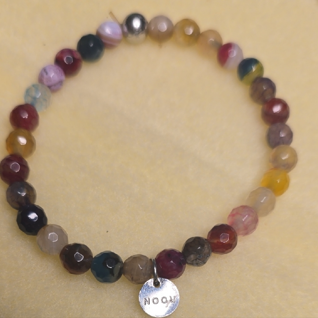 Nogu Multicolor Gemstone Bracelet With Silver Charm